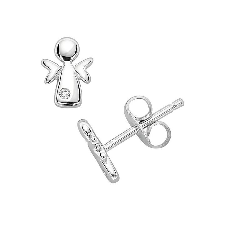 Little Diva Diamonds Sterling Silver Diamond Accent Angel Stud Earrings - Kids, Girl's, White