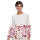 Women's Apt. 9&reg; Textured Balloon Sleeve Top, Size: Small, White