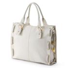 Amerileather Double Handled Buckle Leather Tote, Women's, White