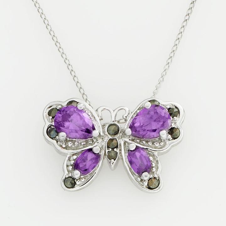 Jewelry For Trees Platinum Over Silver Butterfly Pendant, Women's, Multicolor