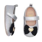 Baby Girl Carter's Glittery Bow Mary Jane Crib Shoes, Size: 0-3 Months, Silver