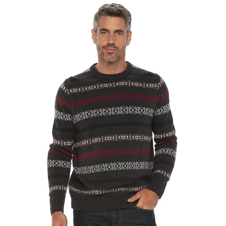 Men's Croft & Barrow&reg; Classic-fit Crewneck Sweater, Size: Medium, Grey (charcoal)