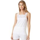 Plus Size Cuddl Duds Softech Lace-trim Squareneck Tank, Women's, Size: 1xl, White