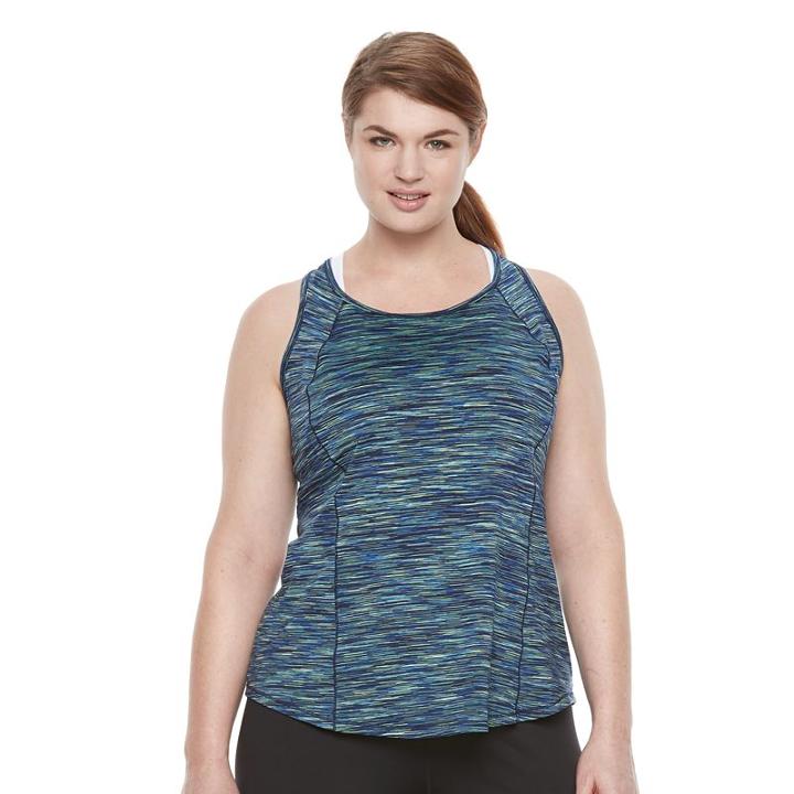 Plus Size Tek Gear® Easy Fit Space-dye Racerback Performance Tank, Women's, Size: 3xl, Blue (navy)
