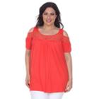 Plus Size White Mark Lace Cold-shoulder Top, Women's, Size: 2xl, Lt Orange