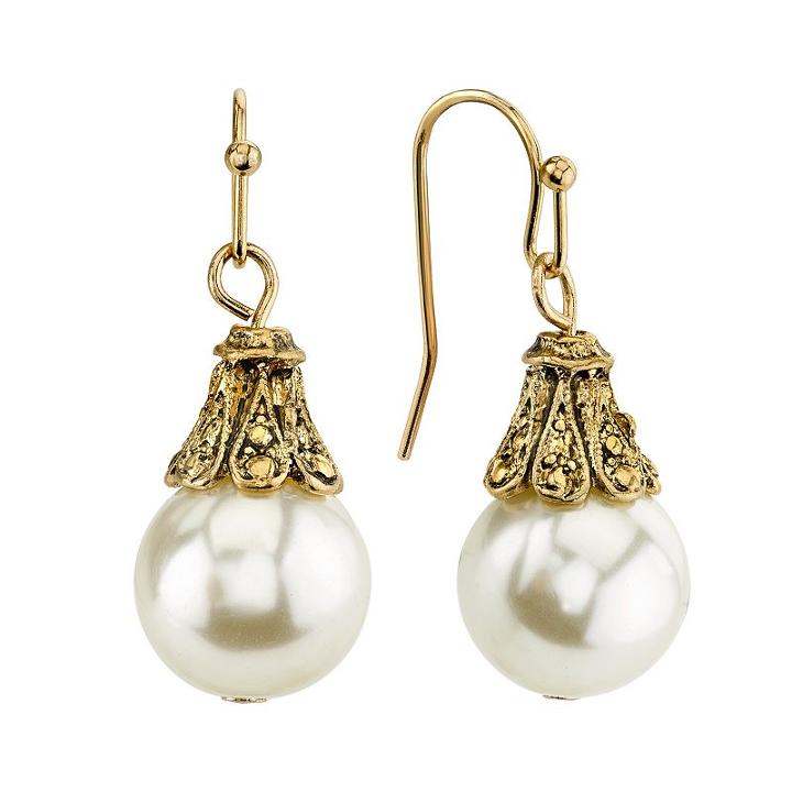 1928 Simulated Pearl Drop Earrings, Women's, White