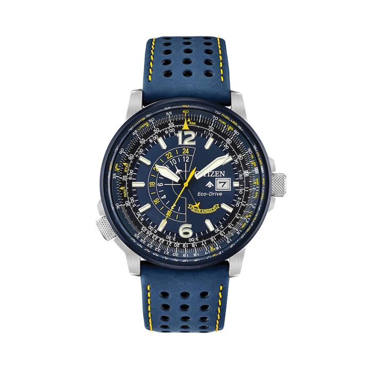 Citizen Eco-drive Men's Blue Angels Promaster Nighthawk Leather Watch - Bj7007-02l, Size: Large