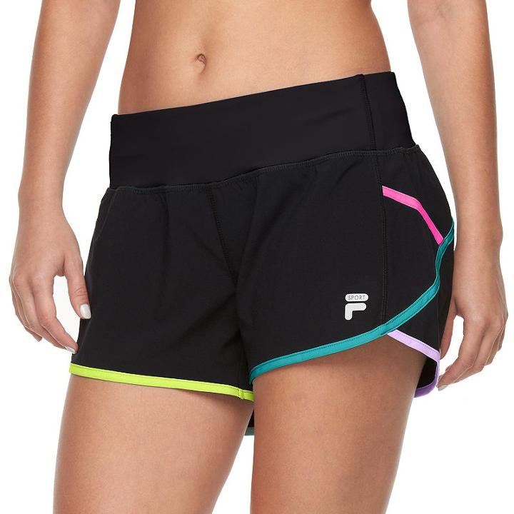 Fila Sport, Women's &reg; Contrast Band Running Shorts, Size: Medium, Black