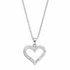 Silver Luxuries Crystal Heart Pendant Necklace, Women's, Size: 18, White