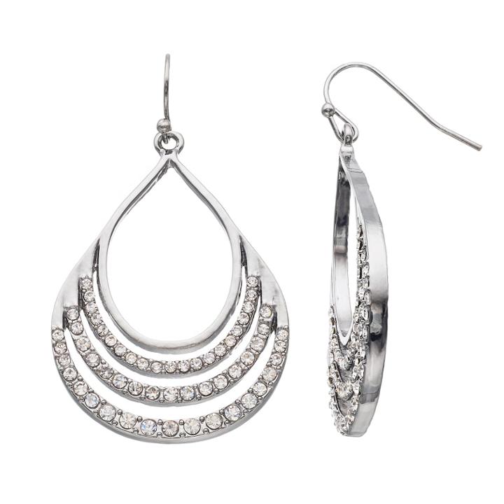 Simply Vera Vera Wang Graduated Open Teardrop Earrings, Women's, Silver