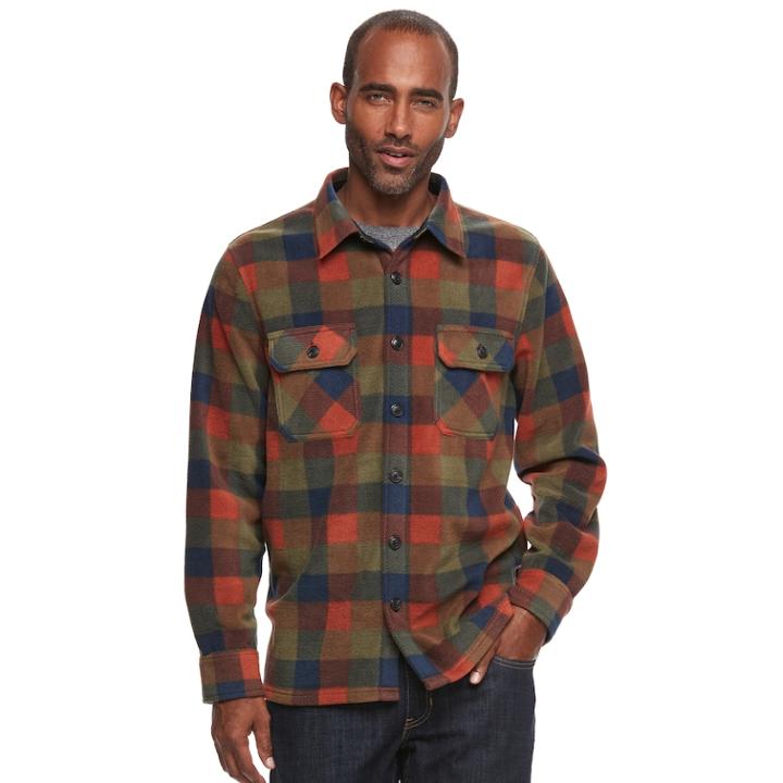 Men's Croft & Barrow&reg; Arctic Fleece Shirt Jacket, Size: Large, Dark Blue