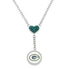 Green Bay Packers Crystal Heart & Logo Y Necklace, Women's