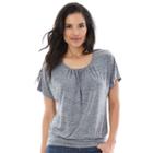 Ab Studio, Women's Lace-up Back Scoopneck Top, Size: Medium, Silver