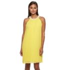 Women's Sharagano Pleated Chiffon Dress, Size: 4, Yellow