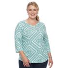 Plus Size Croft & Barrow&reg; Solid V-neck Tee, Women's, Size: 1xl, Brt Green