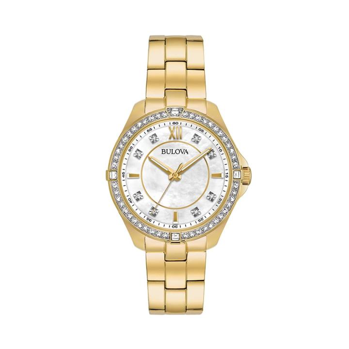 Bulova Women's Crystal Stainless Steel Watch - 98l230, Size: Medium, Yellow