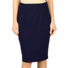 Women's Larry Levine Solid Pencil Skirt, Size: 10, Blue (navy)