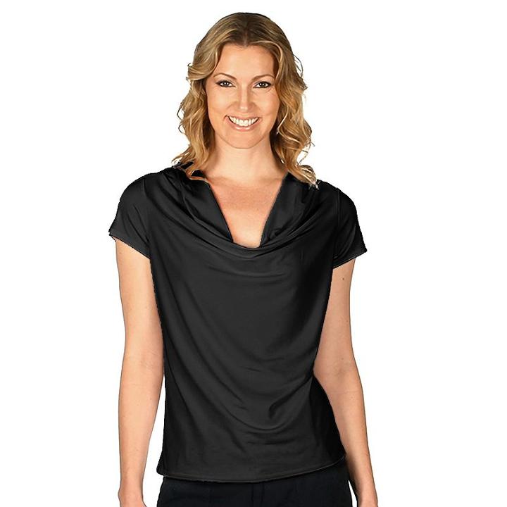 Women's Larry Levine Cowlneck Top, Size: Small, Black