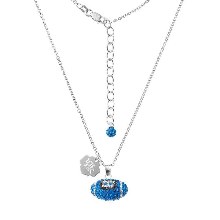 Kentucky Wildcats Sterling Silver Team Logo & Crystal Football Pendant Necklace, Women's, Size: 18, Multicolor