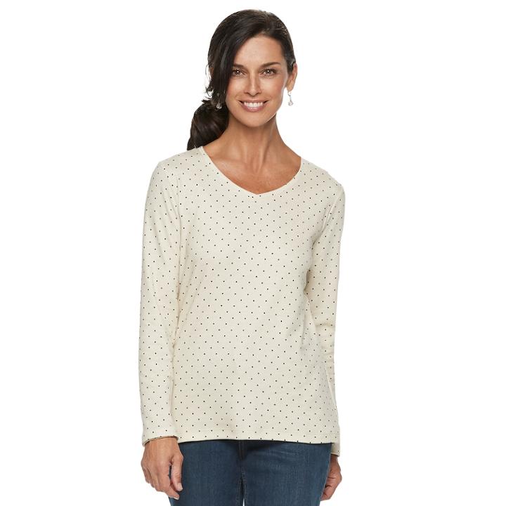 Women's Croft & Barrow&reg; Essential V-neck Top, Size: Xxl, Med Beige