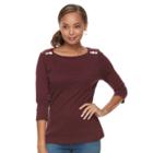 Petite Croft & Barrow Buttoned-shoulder Top, Women's, Size: M Petite, Red
