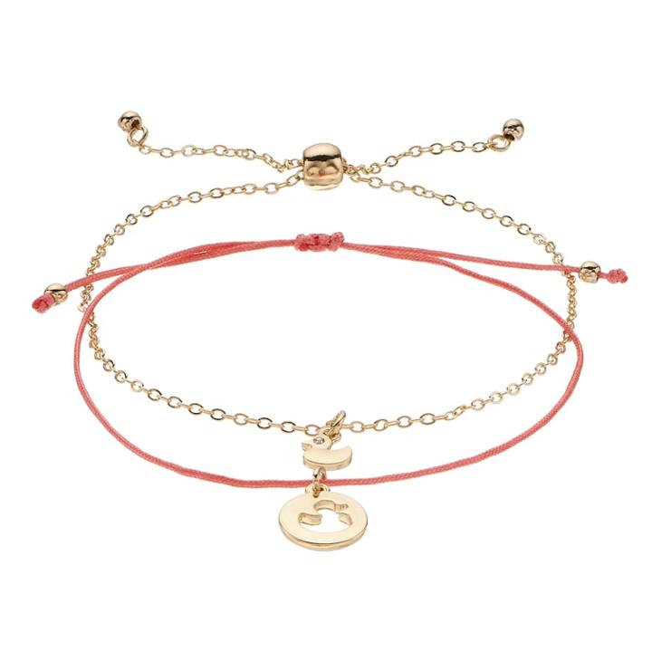 Lc Lauren Conrad Simulated Crystal Duck Charm Bolo & Slipknot Nickel Free Bracelet Set, Women's, Pink