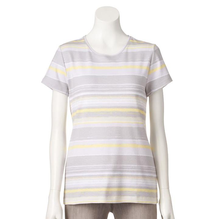 Women's Croft & Barrow&reg; Essential Crewneck Tee, Size: Medium, Light Grey