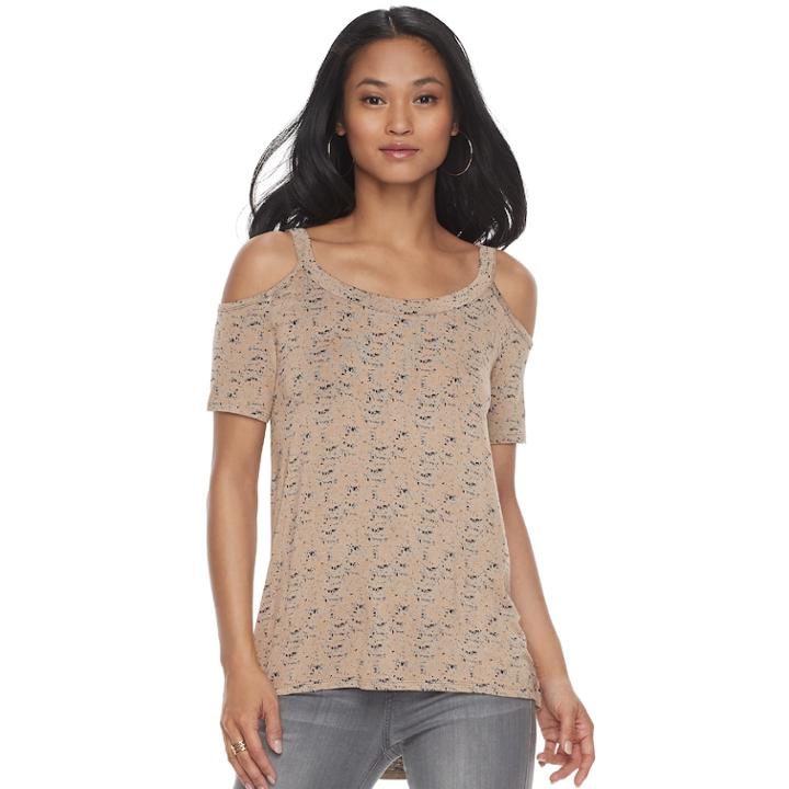Women's Rock & Republic&reg; Cold-shoulder High Low Tee, Size: Xs, Med Beige