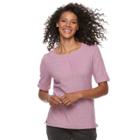 Women's Croft & Barrow&reg; Mitered Pique Top, Size: Xs, Pink