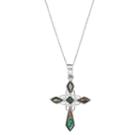 Sterling Silver Abalone Cross Pendant Necklace, Women's, Grey