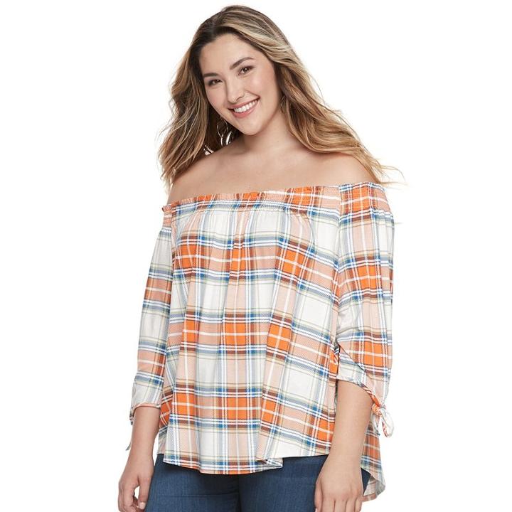 Plus Size French Laundry Smocked Off-the-shoulder Peasant Top, Women's, Size: 2xl, Orange Oth