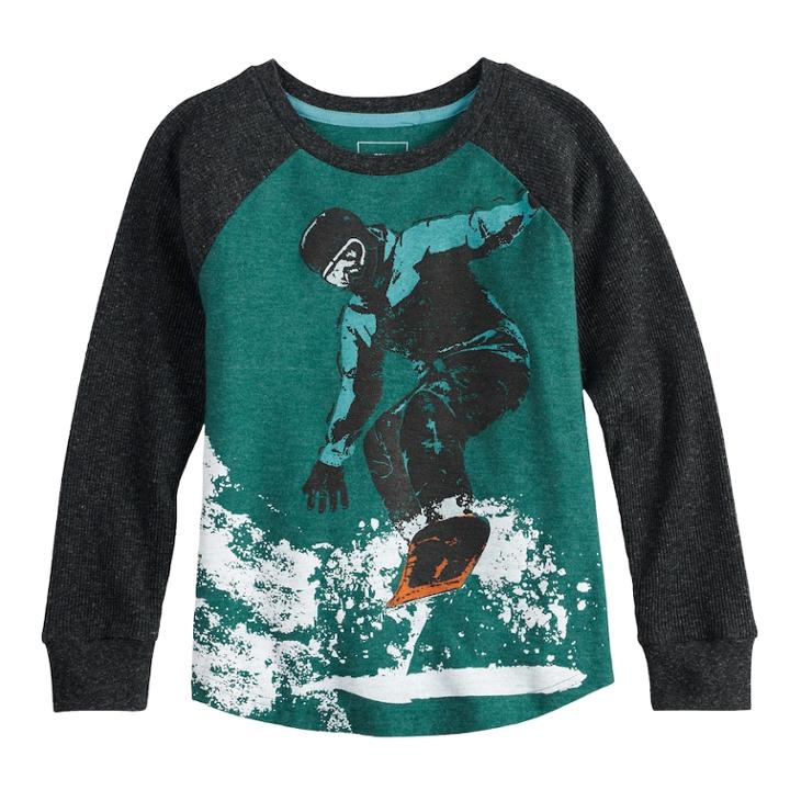 Boys 4-12 Sonoma Goods For Life&trade; Thermal Raglan Top, Size: 8, Dark Blue
