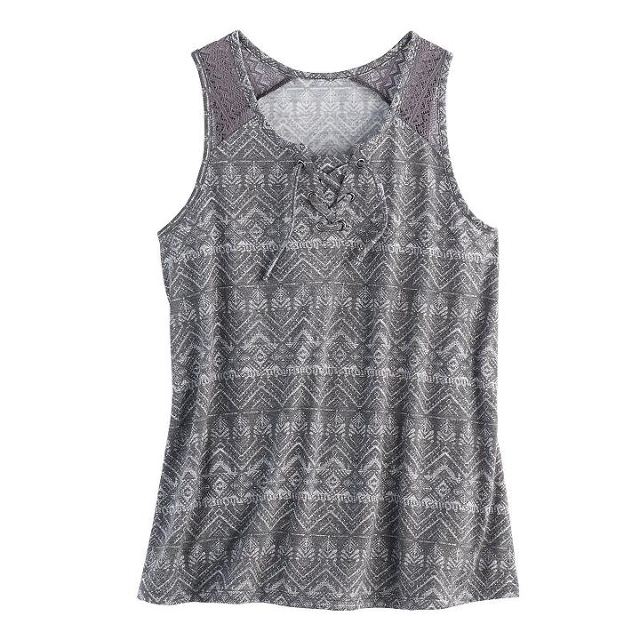 Girls 7-16 & Plus Size Mudd&reg; Lace-up Tank Top, Size: 12, Black