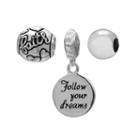Individuality Beads Sterling Silver Faith And Believe Bead And Follow Your Dreams Charm Set, Women's, Grey