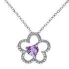 Sterling Silver Amethyst Flower Pendant, Women's, Size: 18, Purple