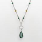 Boston Celtics Silver Tone Crystal Y Necklace, Women's, Multicolor