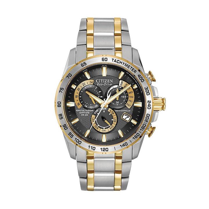 Citizen Eco-drive Men's Perpetual Chrono A-t Two Tone Stainless Steel Watch - At4004-52e, Size: Large, Multicolor