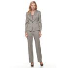 Women's Le Suit Herringbone Suit Jacket & Pants Set, Size: 6, Lt Brown