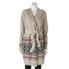 Women's Olivia Sky Geometric Hooded Cardigan, Size: Xl, Beige Oth