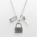 Axl By Triton Stainless Steel Diamond Accent Lock And Key Charm Necklace - Men, Size: 24, Grey