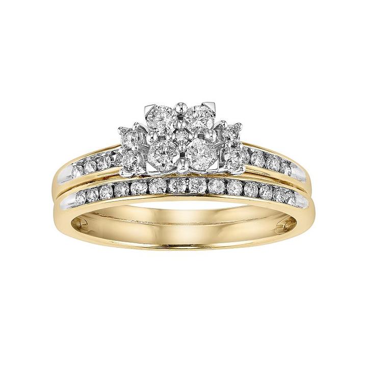 Cherish Always Diamond Engagement Ring Set In 10k Gold (1/2 Carat T.w.), Women's, Size: 7, White
