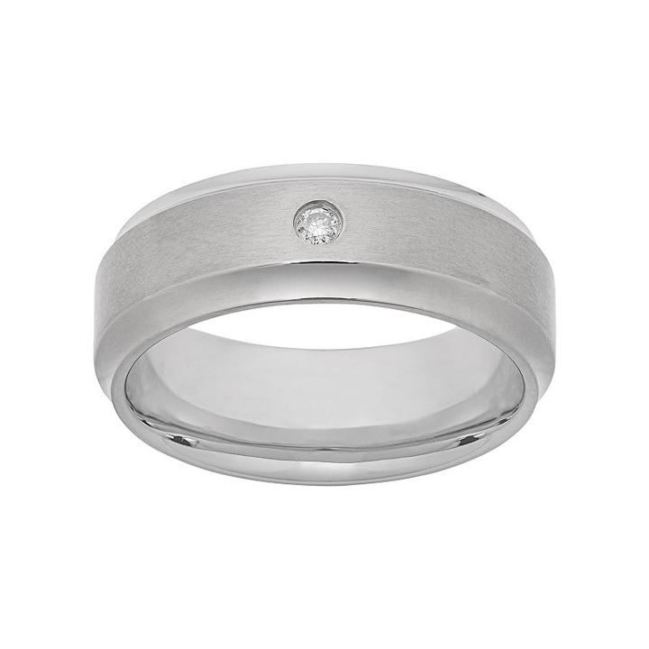 Diamond Accent Titanium Wedding Band - Men, Size: 7, White