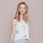 Lc Lauren Conrad Dress Up Shop Collection Floral Paillette Top - Women's, Size: Medium, Brt Blue