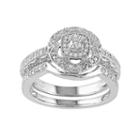 Diamond Halo Engagement Ring Set In Sterling Silver (1/3 Carat T.w.), Women's, Size: 6, White