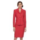 Women's Le Suit Textured Suit Jacket & Skirt Set, Size: 14, Brt Red