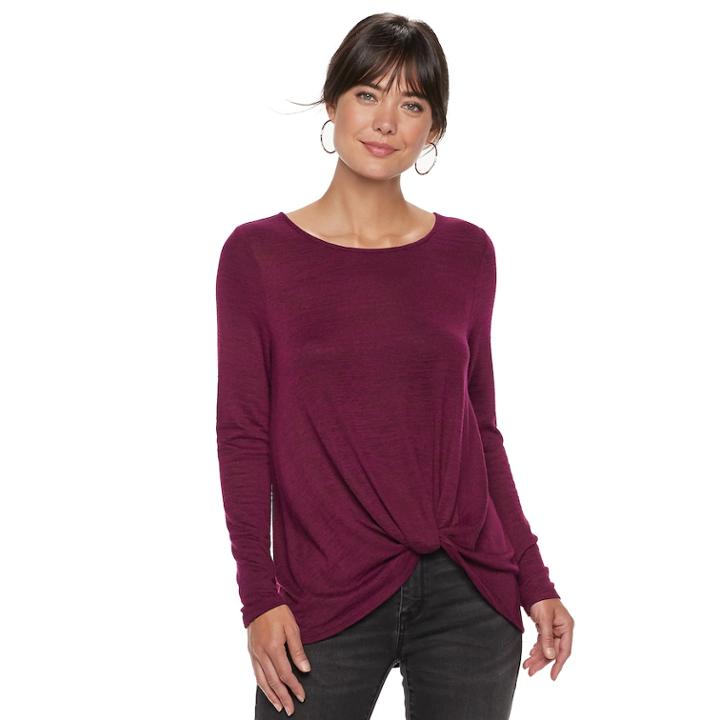 Women's Apt. 9&reg; Twist Front Tee, Size: Xxl, Dark Red