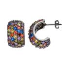 Sophie Miller Cubic Zirconia & Lab-created Blue Spinel Semi-hoop Earrings, Women's, Multicolor