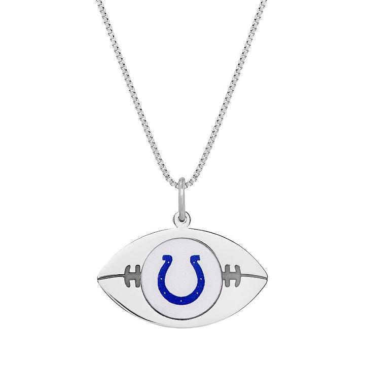 Sterling Silver Indianapolis Colts Football Pendant Necklace, Women's, Size: 24, Grey