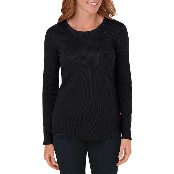 Dickies Thermal Crewneck Tee - Women's, Size: Xl, Black