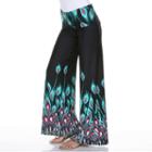 Women's White Mark Print Palazzo Pants, Size: Large, Blue Other